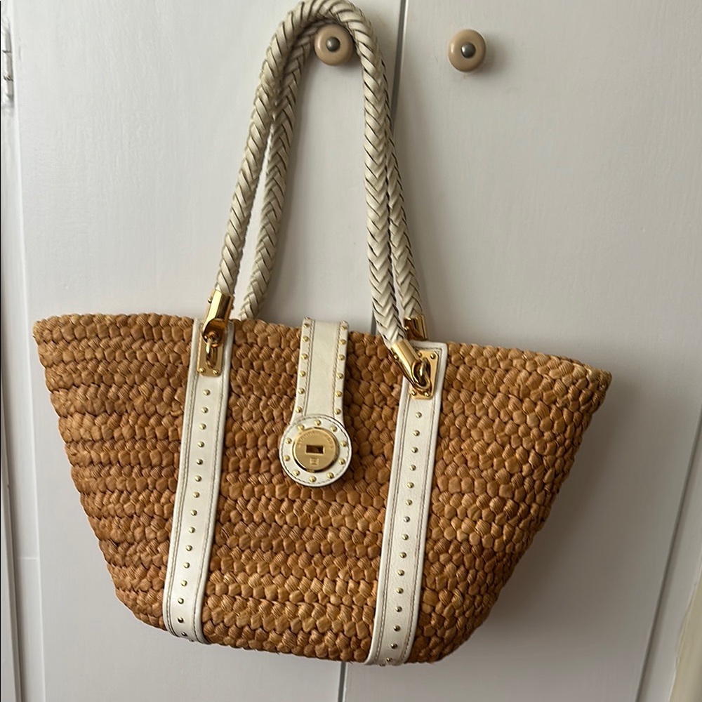 MICHAEL Michael Kors Tan and Cream Woven Tote
